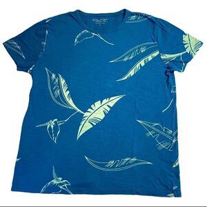 Blue leaf pattern Short sleeve T-shirt Banana Republic